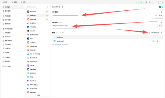 配置API并获取模型